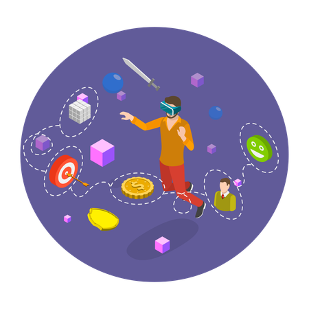 Man enjoying meta world  Illustration