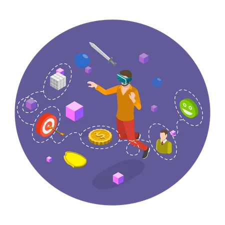 Man enjoying meta world  Illustration