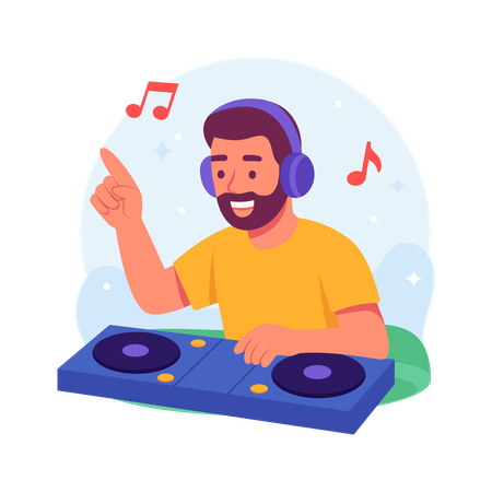 Man enjoying Music Festival  Illustration