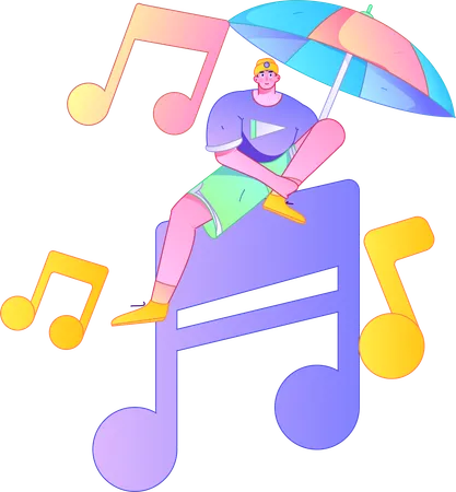 Man enjoying music  Illustration