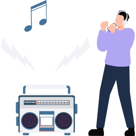 Man enjoying music party  Illustration