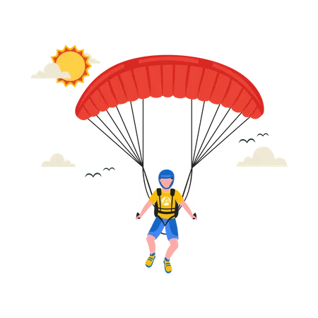 Man enjoying Parachute ride  일러스트레이션