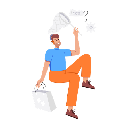 Man enjoying shopping  Illustration