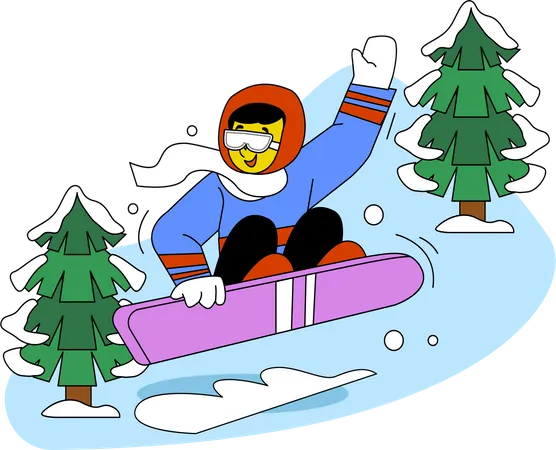 Man enjoying ski  Illustration