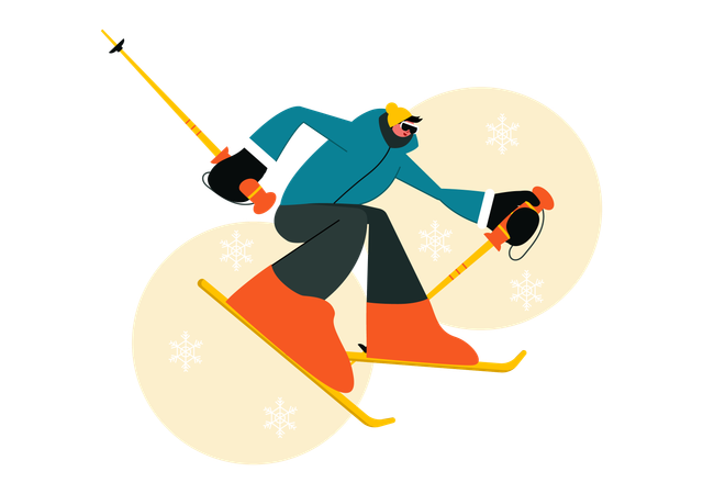 Man enjoying skiing on icy mountains  Illustration