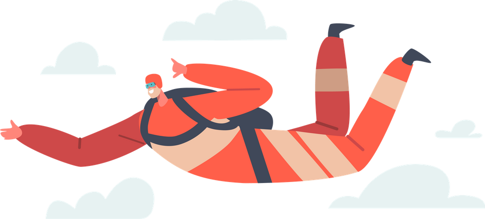 Man enjoying skydiving experience  Illustration