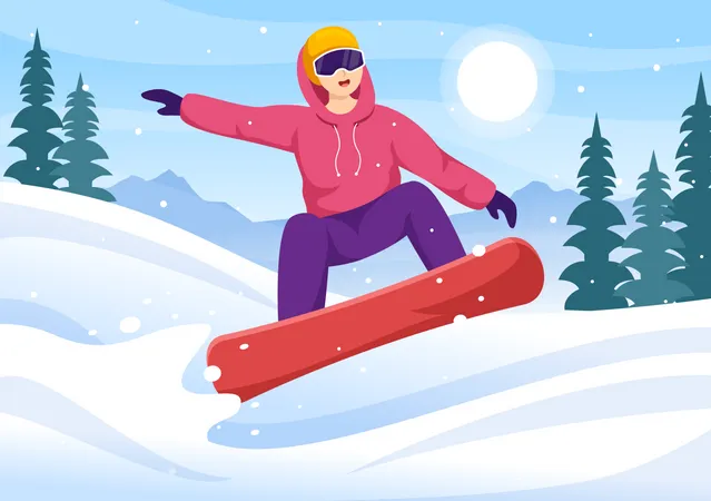 Man Enjoying Snowboarding Illustration