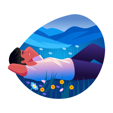 Man enjoying stargazing  Illustration