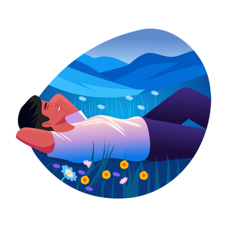 Man enjoying stargazing  Illustration