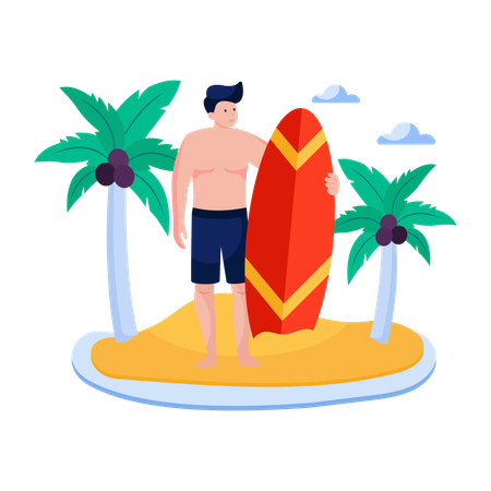 夏休みを楽しむ男性  イラスト