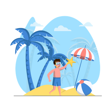 Man enjoying summer vacation  Illustration