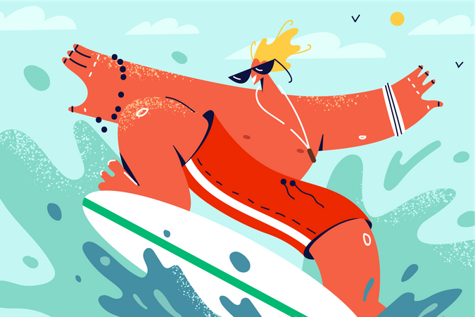 Man enjoying surf ride  Illustration