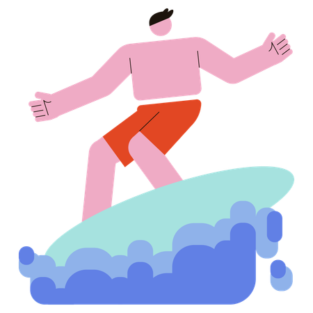 Man enjoying Surfing  일러스트레이션