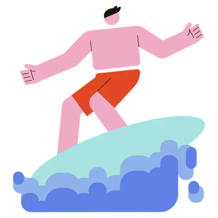 Man enjoying Surfing  일러스트레이션