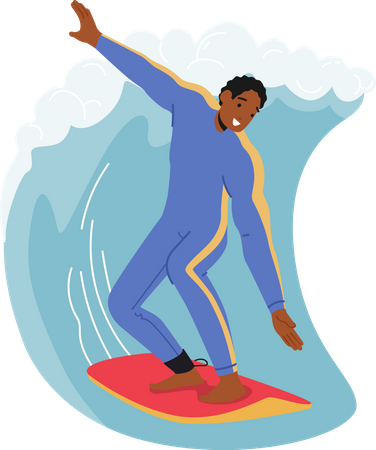 Man enjoying surfing Illustration