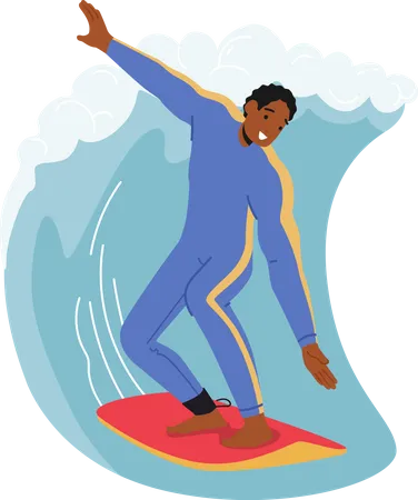 Man enjoying surfing Illustration
