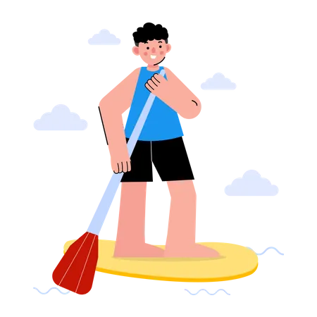 Man enjoying surfing  Illustration