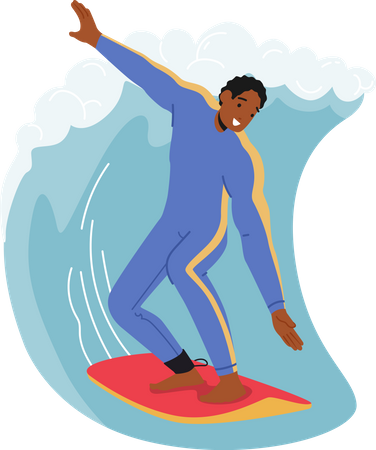 Man enjoying surfing  Illustration