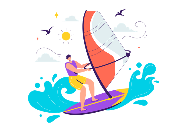 Man enjoying surfing  Illustration