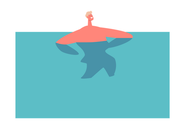 Man enjoying swimming in water Illustration