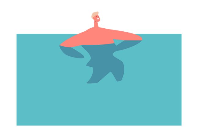 Man enjoying swimming in water  Illustration