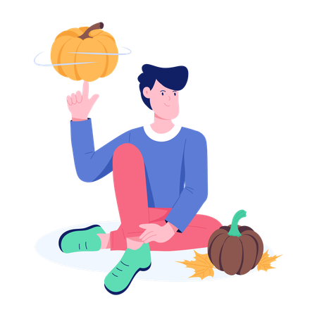 Man enjoying Thanksgiving Event  Illustration