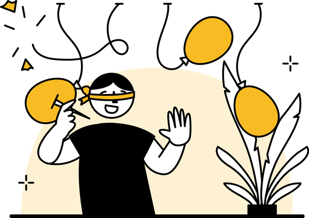 Man enjoying the fun of popping balloons  Illustration