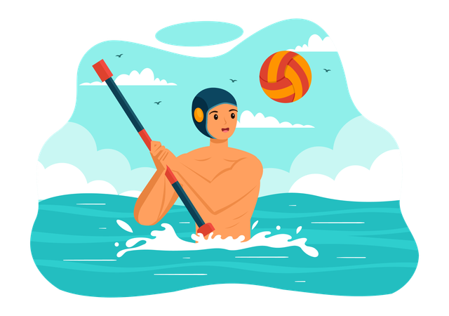 Man enjoying Water Polo Sport  Illustration