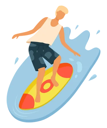 Man enjoying water surfing Illustration