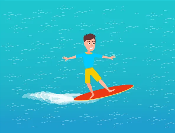 Man enjoying water surfing Illustration