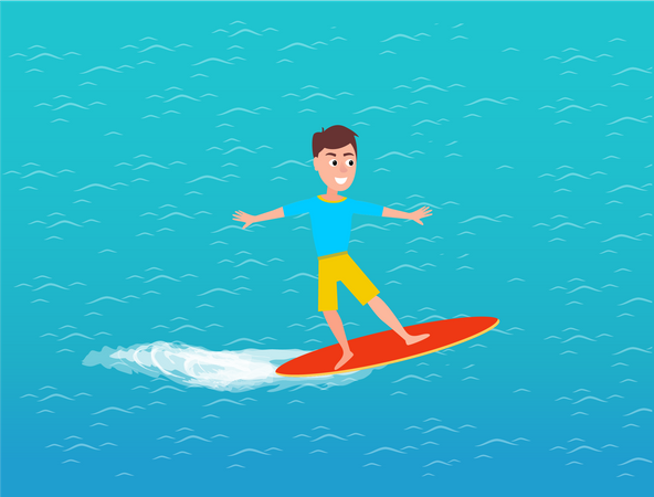 Man enjoying water surfing  Illustration