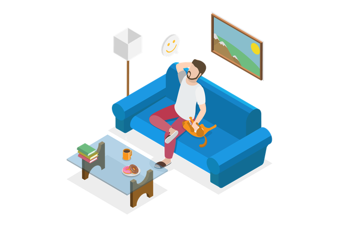 Man Enjoying Weekend  Illustration