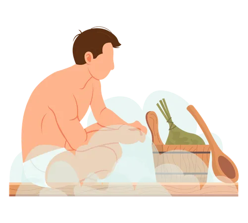 Man enjoying wellness spa procedures  Illustration