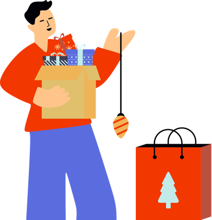 Man enjoying Yuletide Joy  Illustration