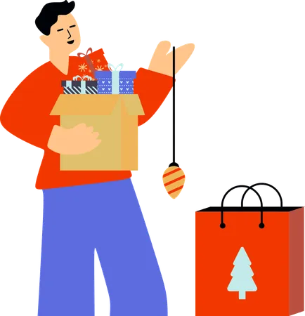 Man enjoying Yuletide Joy  Illustration