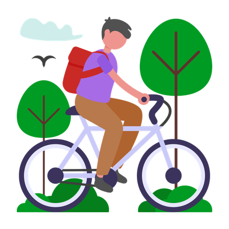 Man enjoys Cycling  Illustration