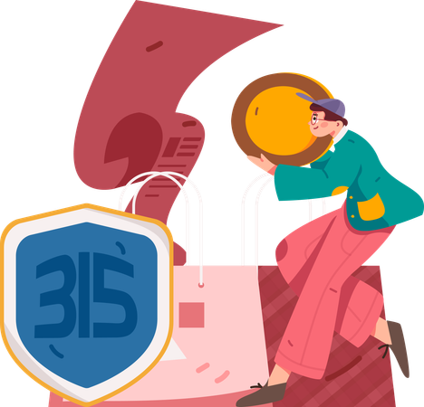 Man enjoys shopping rights under 315  Illustration