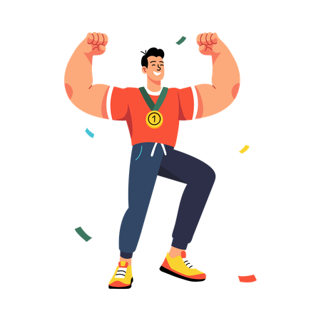 Man enjoys Victory party  Illustration