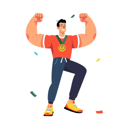 Man enjoys Victory party  Illustration