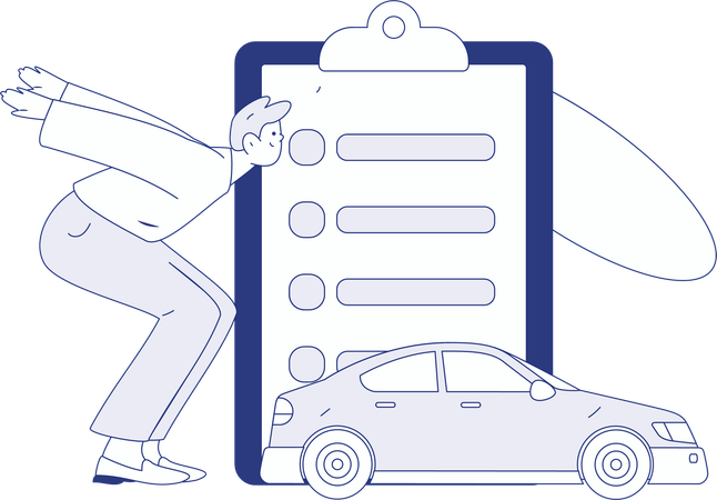 Man ensures car safety policy  Illustration