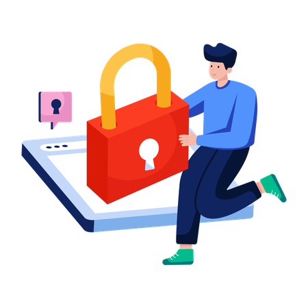 Man ensures Webpage security  Illustration