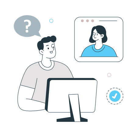 Man Ensuring Proper Communication on Computer  Illustration