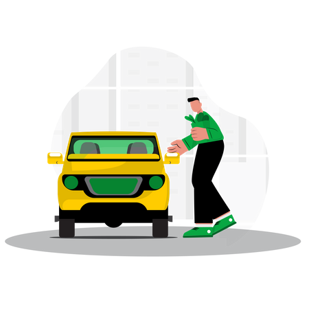 Man entering into car Illustration