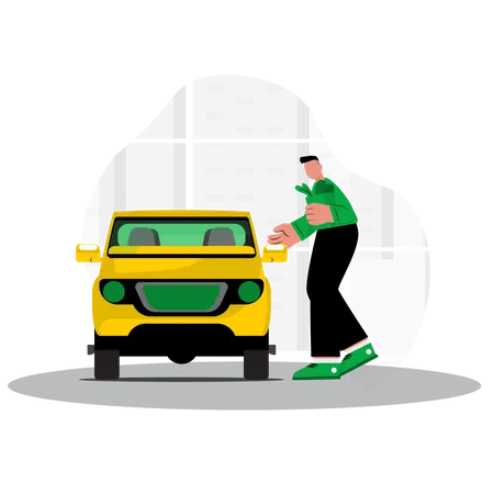 Man entering into car Illustration