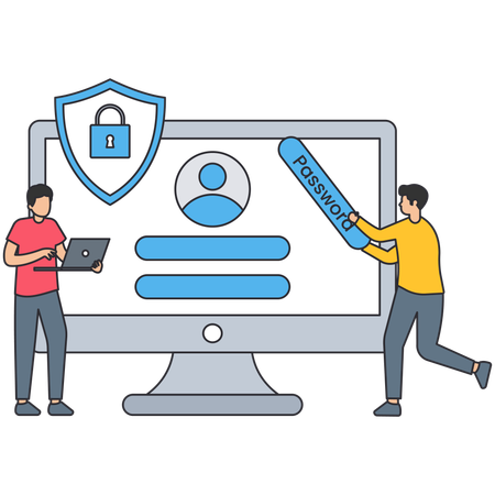 Man entering login password  Illustration