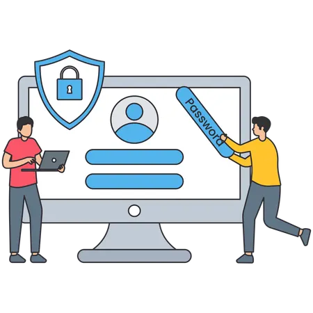 Man entering login password  Illustration
