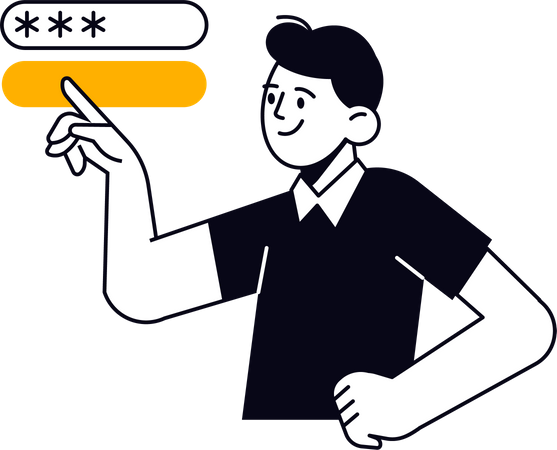 Man entering password  Illustration