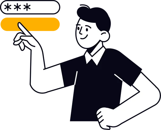 Man entering password  Illustration