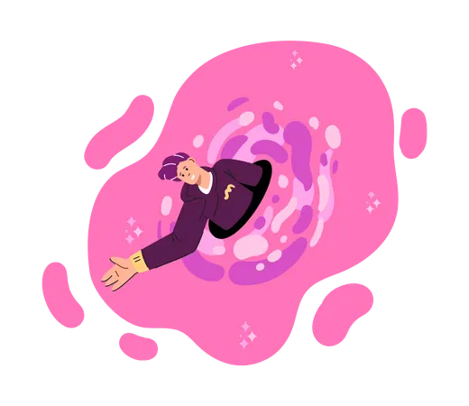 Man Entering quantum teleportation portal  Illustration