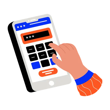 カードのPINを入力する男性  イラスト